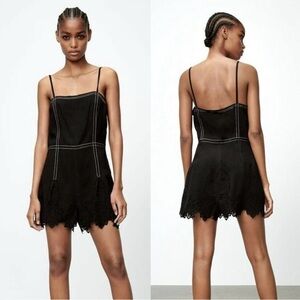 Zara Black Romper with White Stitching